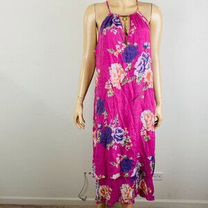 Mlle Gabrielle Pink Purple Multicolor Floral Print Women's Size L Maxi Dress